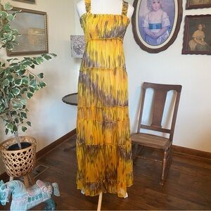 Raga by Anthropologie • Yellow & Brown Maxi Sun Dress • Size S • EUC
